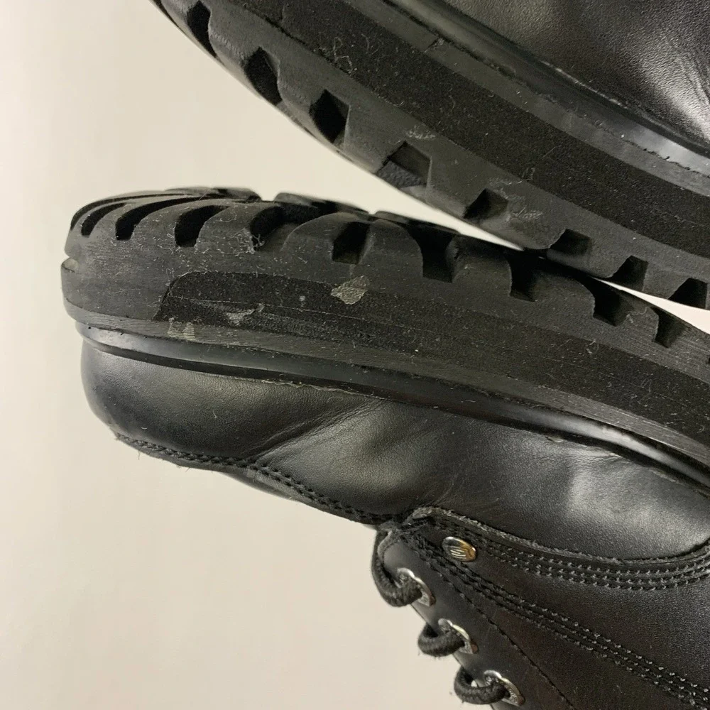 Skechers Mens Y2K Leather Lace Up Lug Sole Work Boots Size 10.5 Extra Wide Black